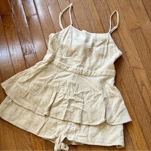 Altar’d State Spaghetti Strap Ruffle Shorts Romper